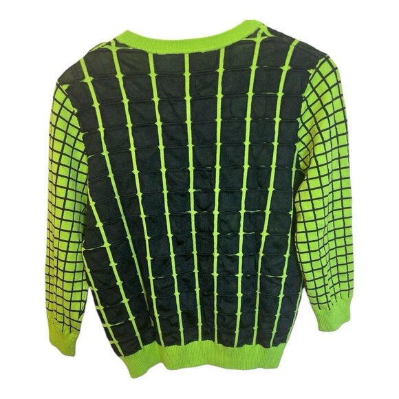 Rondina NY Knit Cardigan Size Large Green Blue Long Sleeve Crew Neck Button Up - Picture 3 of 10